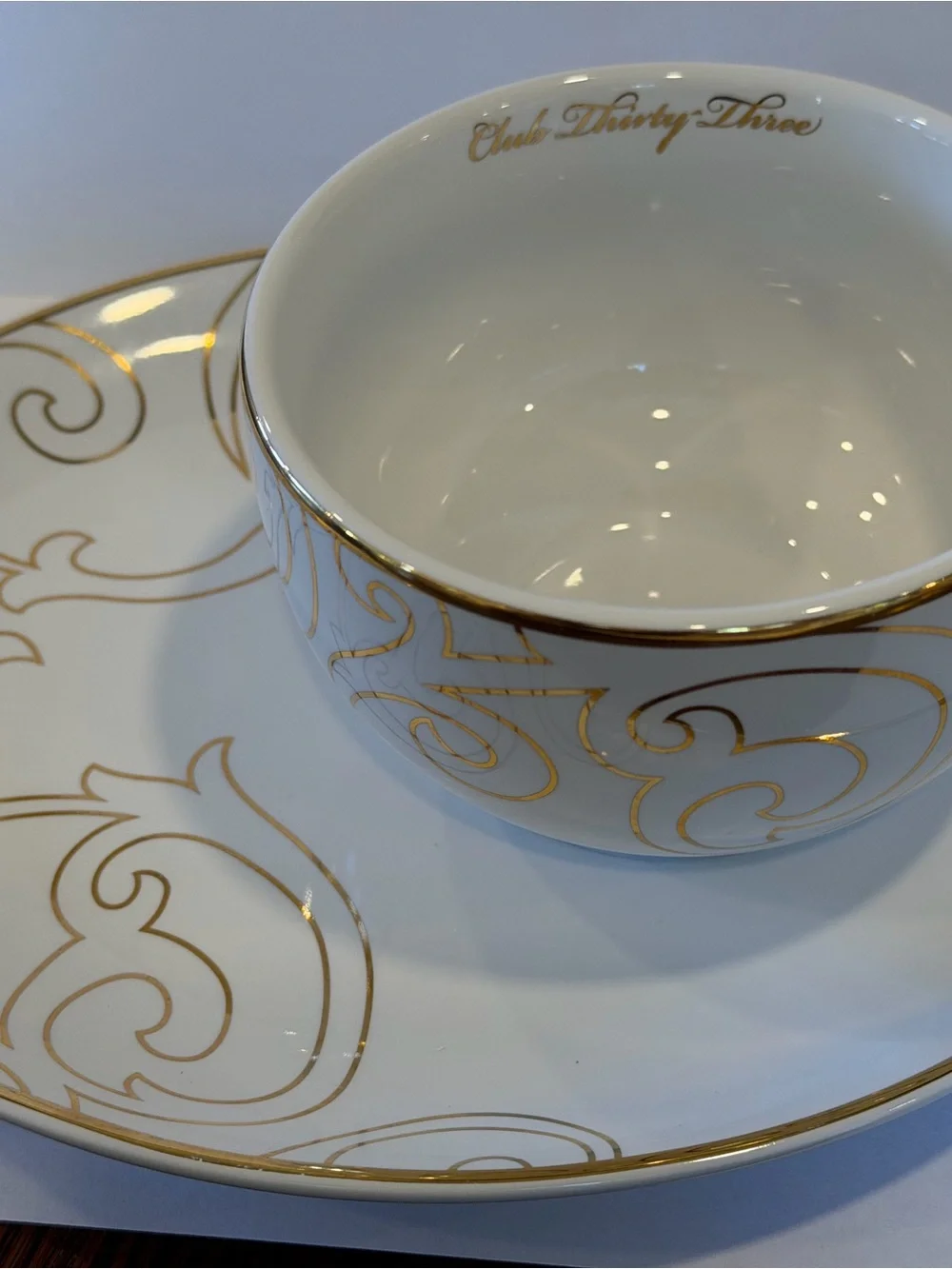 Disney Club 33 Elegant White and Gold Porcelain Teacup & Saucer Set